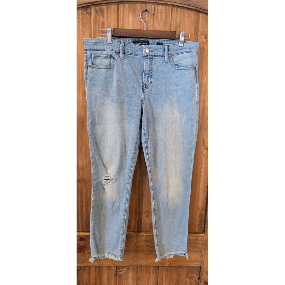 Lucky Brand Skinny Jeans Womens 8/29 Light Wash Excellent Distressed Frayed Hem